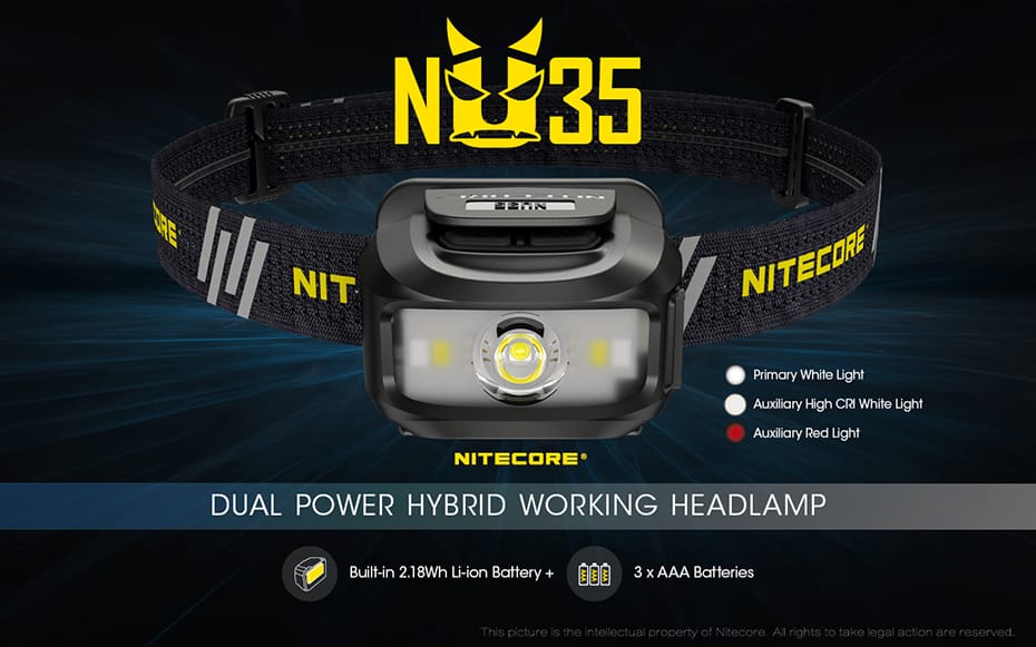 Nitecore NU35 Stirnlampe | Hybrid Multi-Light | Langlebig |