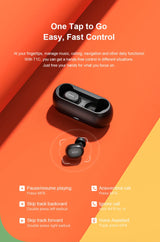 QCY T1C Wireless Bluetooth 5.0 Earphones - TWS Noise Cancelling HiFi Stereo Dynamic Earpods Earbuds Headphones