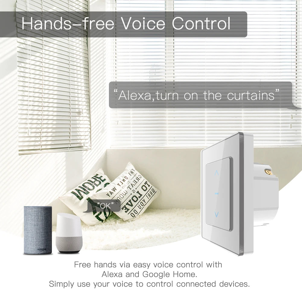 Tuya Smart Curtain Control Switch for Motorized Curtains and Roller Blinds - WiFi Control via SmartLife Google Alexa Apps