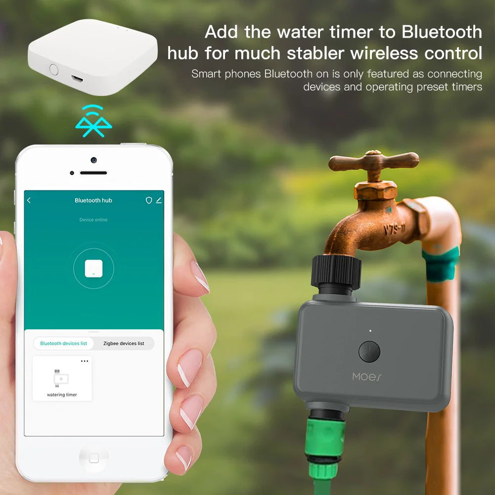 Tuya Smart Automatic Timed Irrigation Water Valve - WiFi Bluetooth Programmable Water Timer via SmartLife Google Alexa Apps