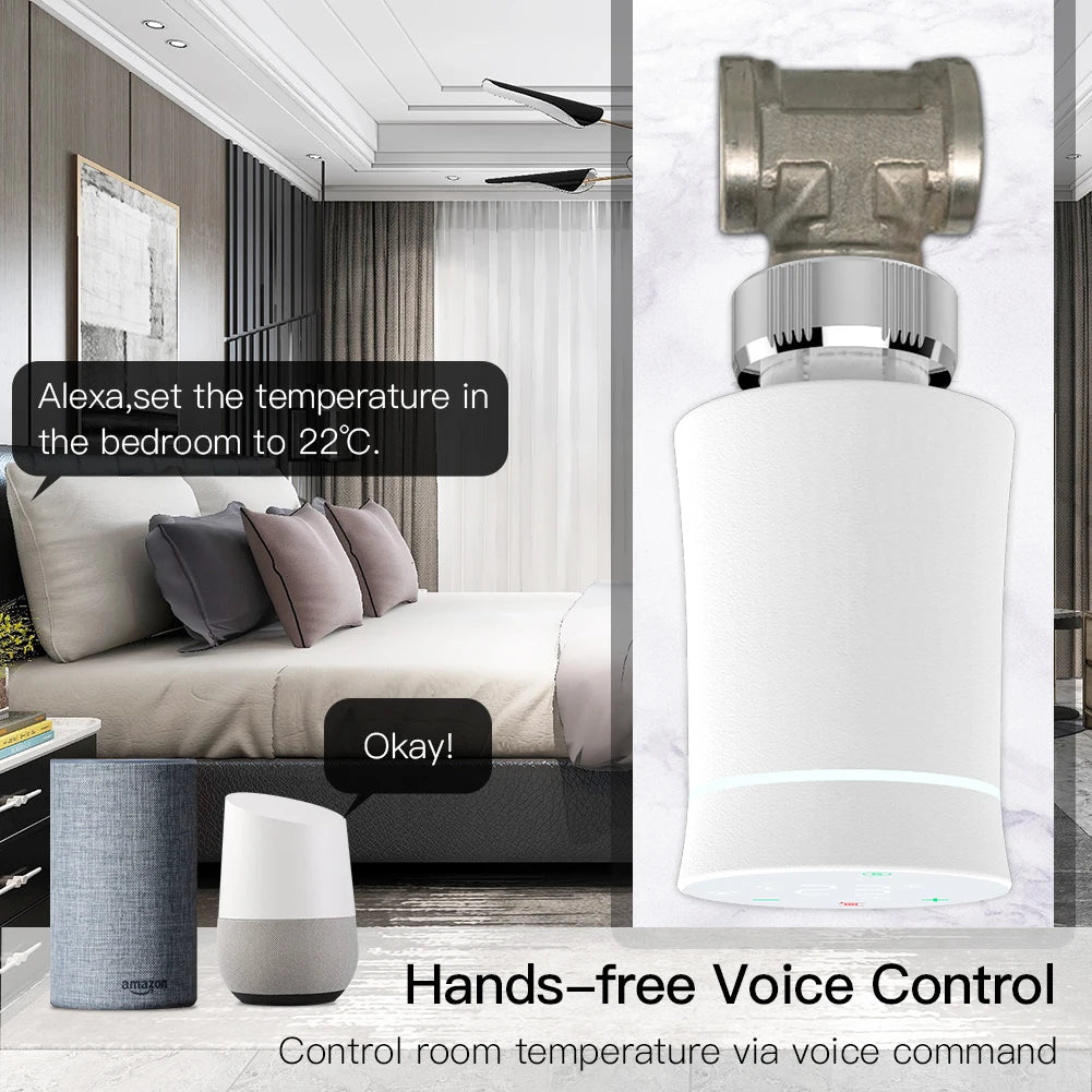 Tuya ZigBee Smart Radiator TRV Controller - WiFi Thermostat Actuator Termperature Control via SmartLife Google Alexa Apps