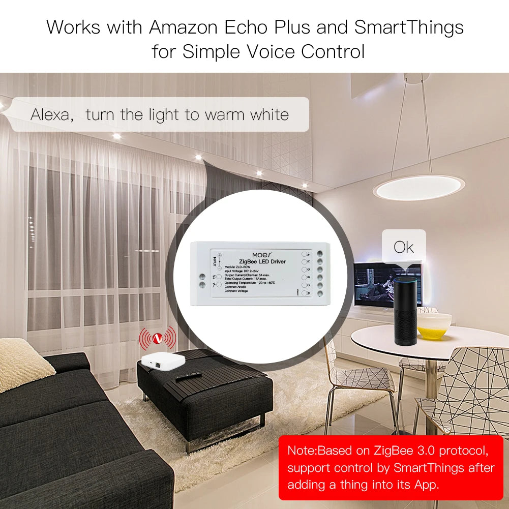 Tuya ZigBee Smart RGB Dimmer Module Switch - WiFi Relay Voice Control for SmartLife Google Alexa Apps