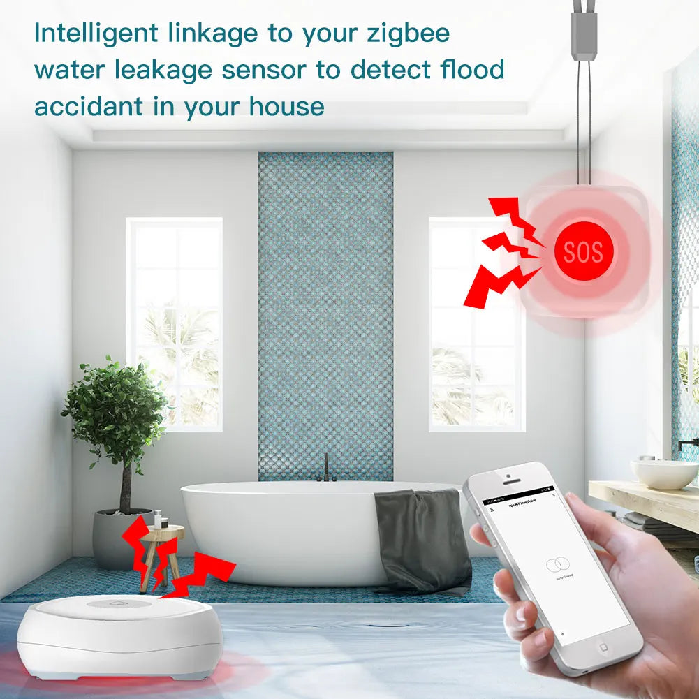 Tuya ZigBee Smart Personal SOS Button Sensor Alarm - WiFi Emergency Help Monitoring via SmartLife Google Alexa Apps