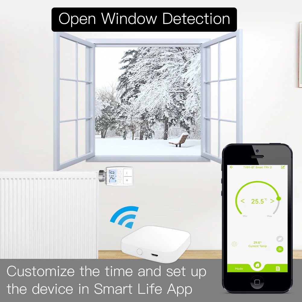 Tuya ZigBee Radiator Actuator Valve with LCD Display - WiFi Thermostat Temperature Control via SmartLife Google Alexa Apps