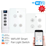 Tuya Smart Ceiling Fan Light Control Switch & Remote - WiFi RF Fan Speed Control via SmartLife Google Alexa Apps