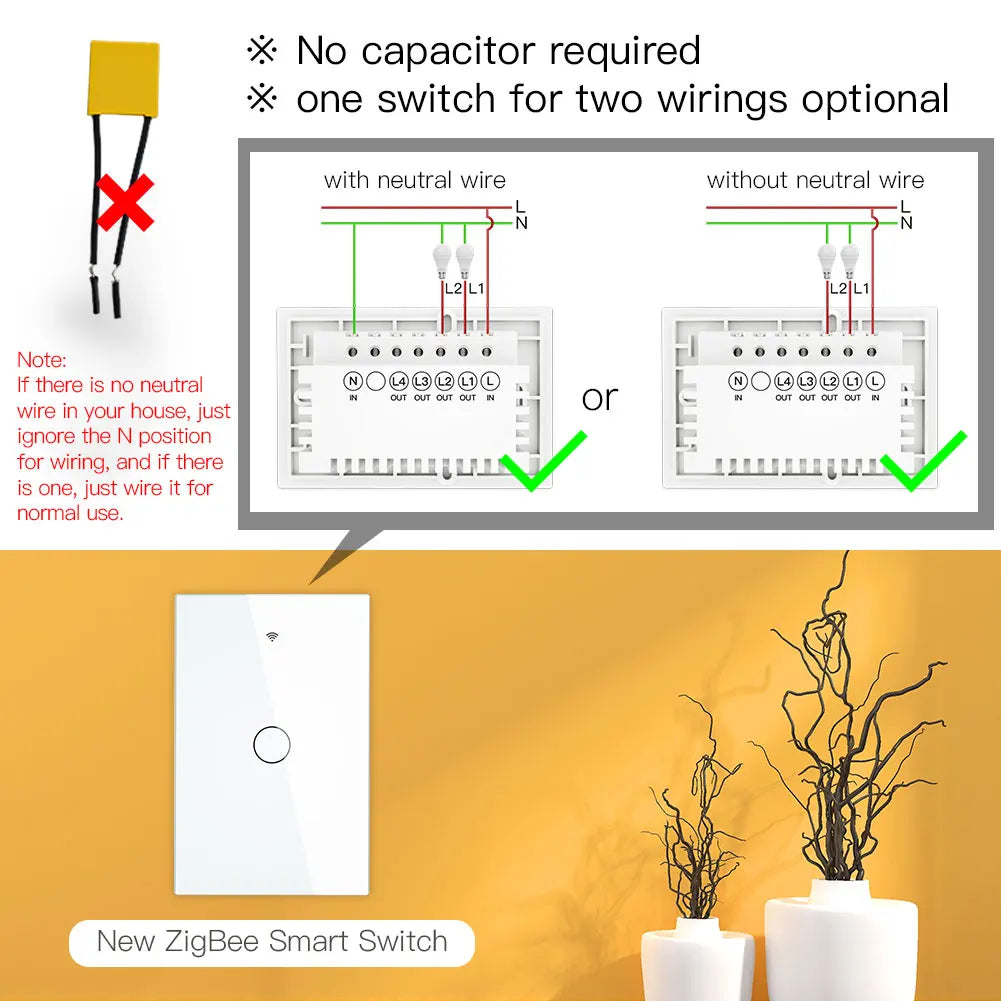 Tuya ZigBee Touch Smart Light Switch - WiFi Scene Control via SmartLife Google Alexa Apps