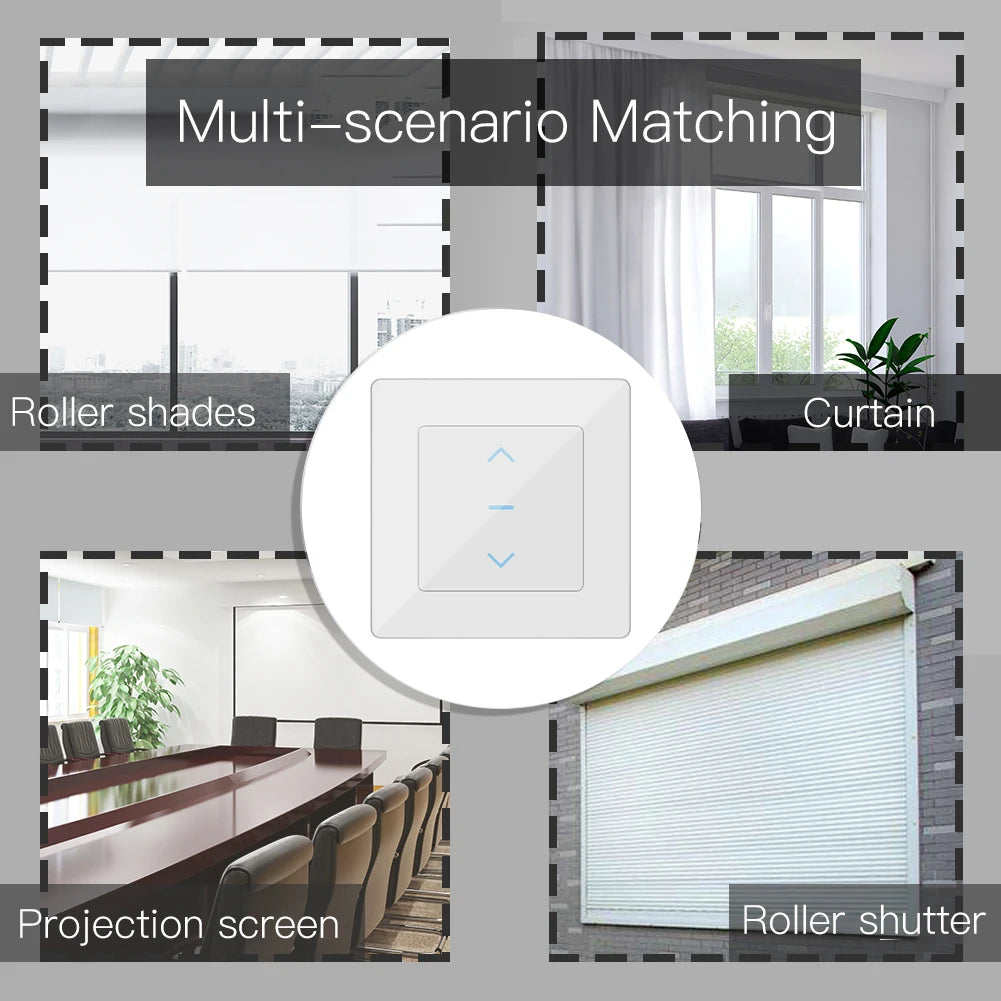 Tuya Smart Curtain Touch Switch - WiFi Motorized CurtainBlind Shutter Control via SmartLife Google Alexa Apps