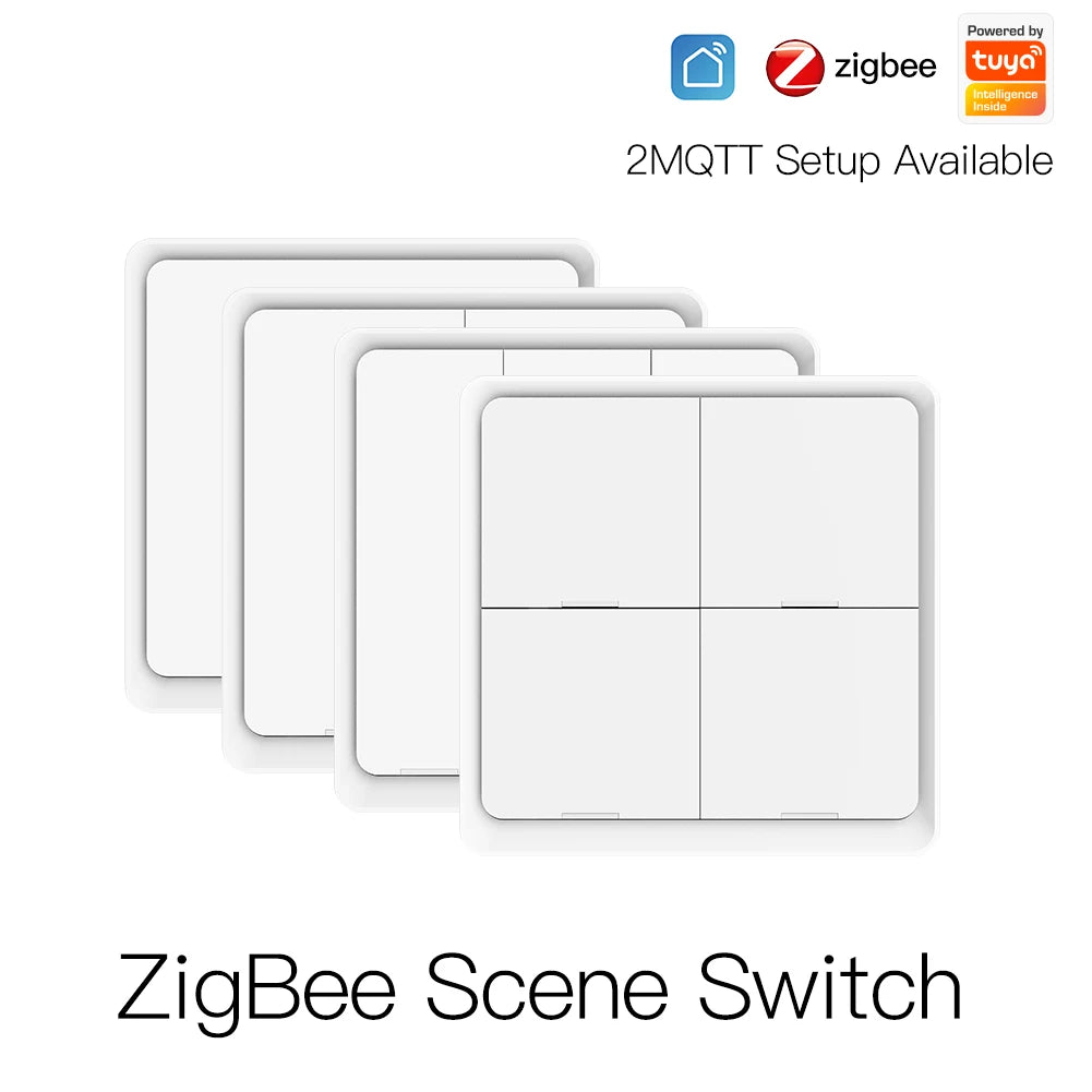 Tuya ZigBee Wireless 4-Panel 12 Light Switch & Scene Controller - WiFi Automation Control via SmartLife Google Alexa Apps