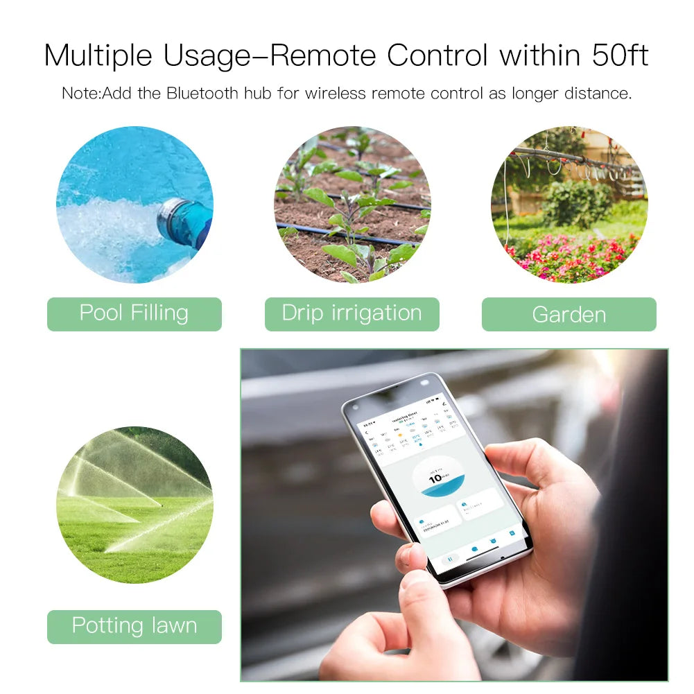 Tuya Smart Automatic Timed Irrigation Water Valve - WiFi Bluetooth Programmable Water Timer via SmartLife Google Alexa Apps