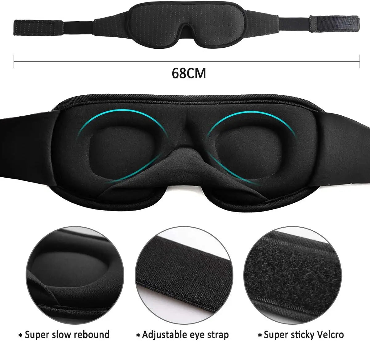 Hervorragende 3D-Schlafmaske, Augenmaske, weich gepolsterte Lichter
