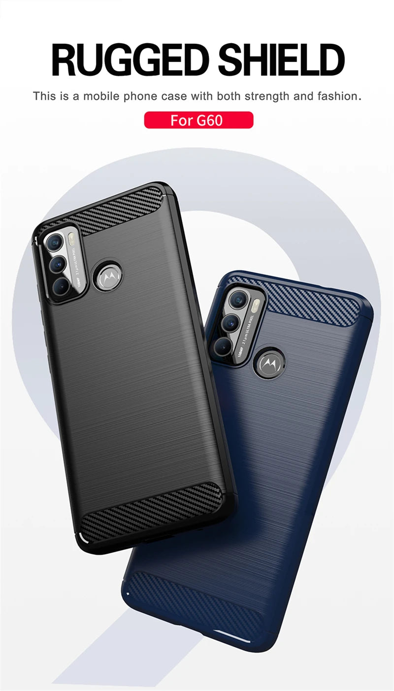 Carbon Fiber Design Shockproof Cover For Motorola Moto G60 G32 G72 G14 G54 G84 E13 E22i E32S Silicone Cover