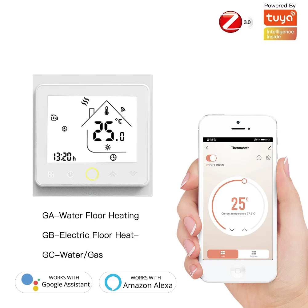 Tuya ZigBee Smart Thermostat Hub with LCD Screen - WiFi Water Heater & Flooring Control via SmartLife Google Alexa Apps