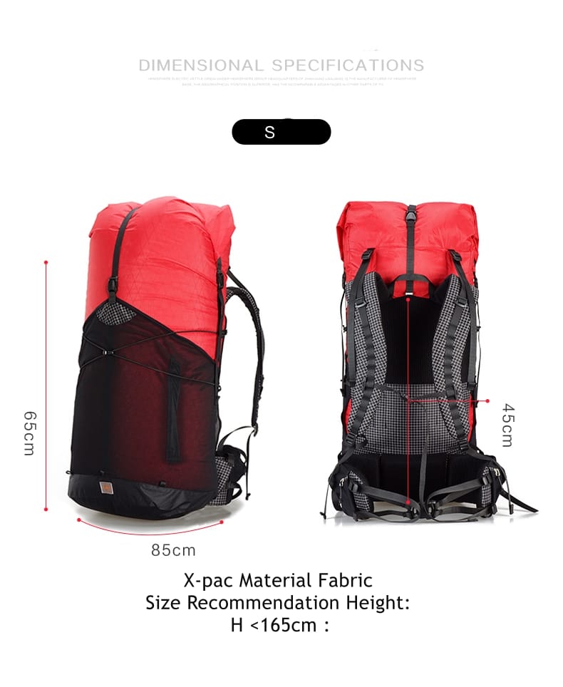 3F Ultraleichter Kletterrucksack – 55 l – Xpac langlebig