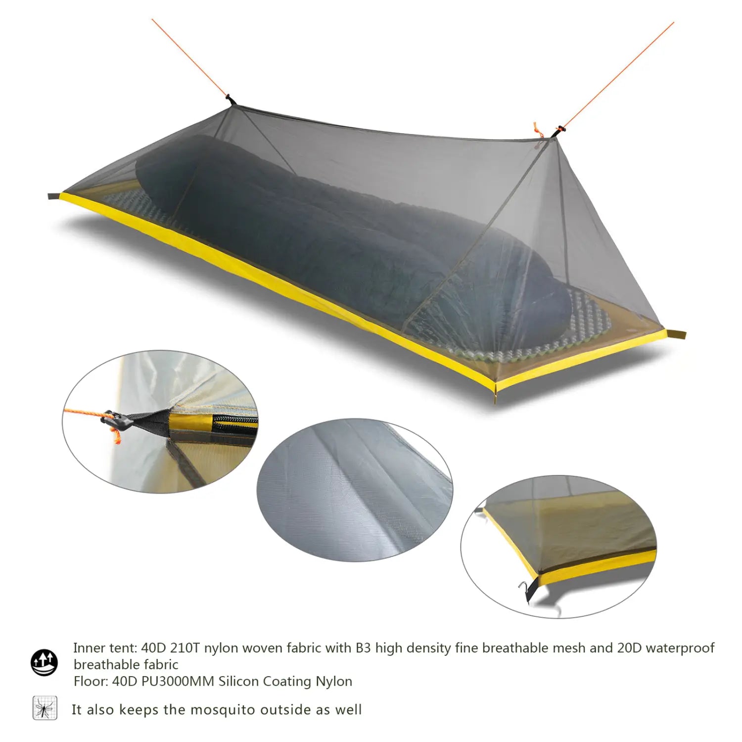 Ultraleichtes Sommer-Mesh-Campingzelt für Einzelpersonen – Mesh
