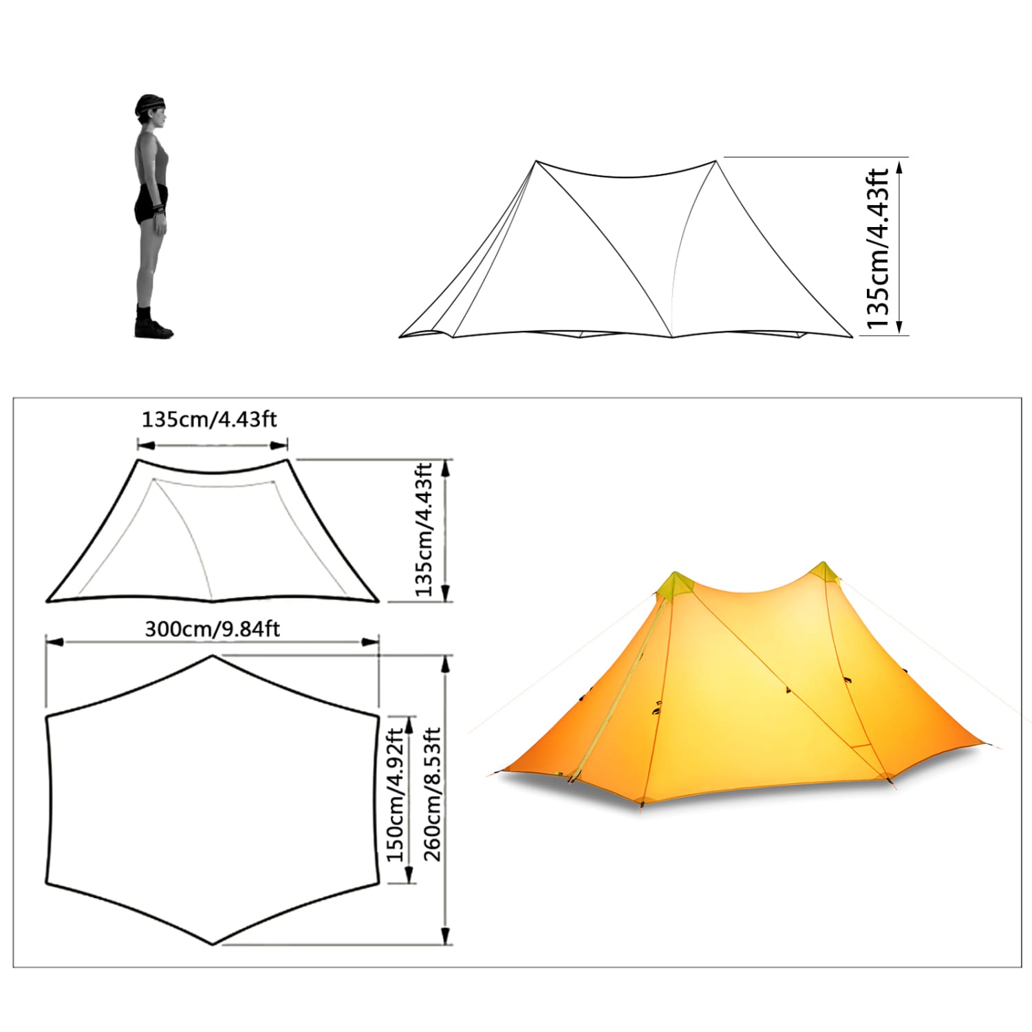 Ultraleichtes Campingzelt von UL – geräumig, langlebig und perfekt