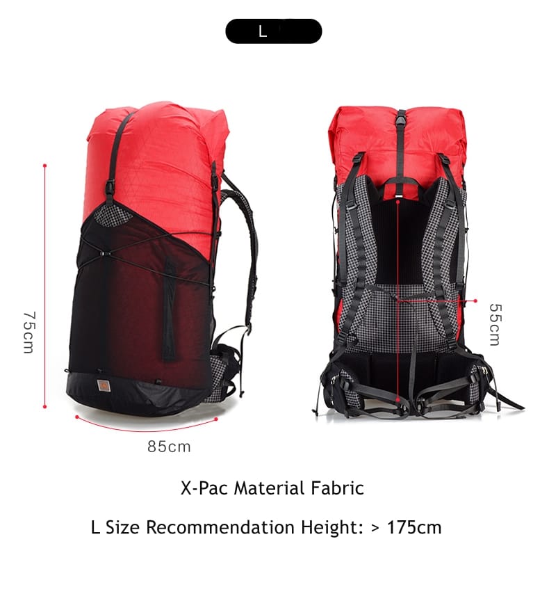 3F Ultraleichter Kletterrucksack – 55 l – Xpac langlebig