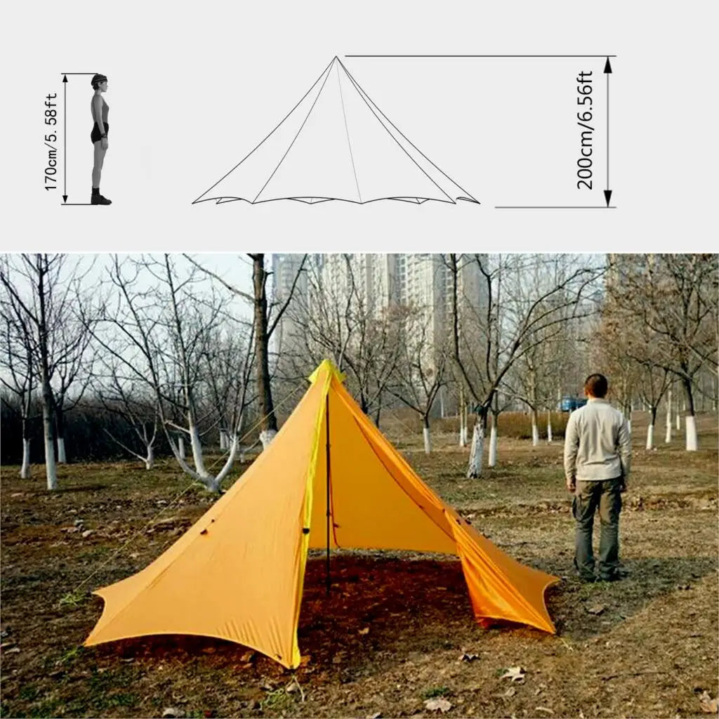 Ultraleichtes 4-Personen-Pyramiden-Campingzelt, 4-Jahreszeiten-wasserdicht