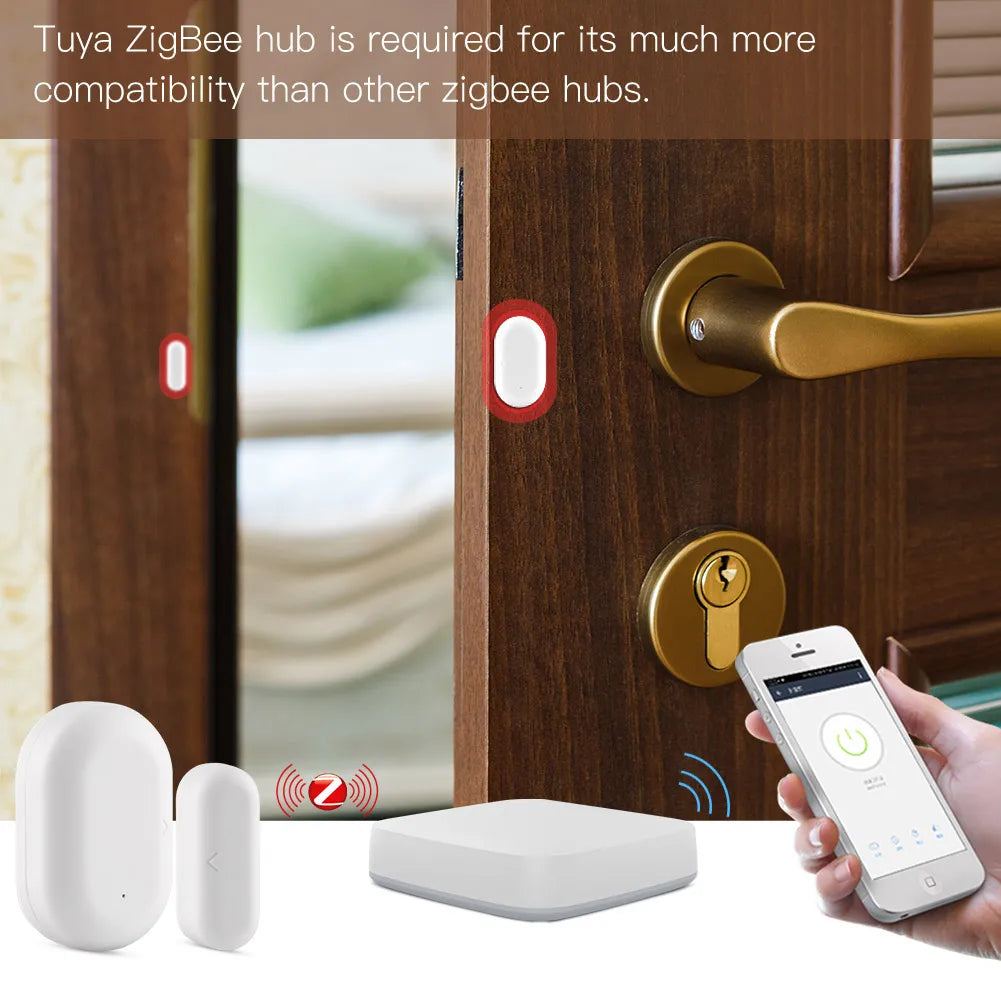 Tuya ZigBee Smart Window Door Gate Sensor - WiFi Entry Monitoring via SmartLife Google Alexa Apps