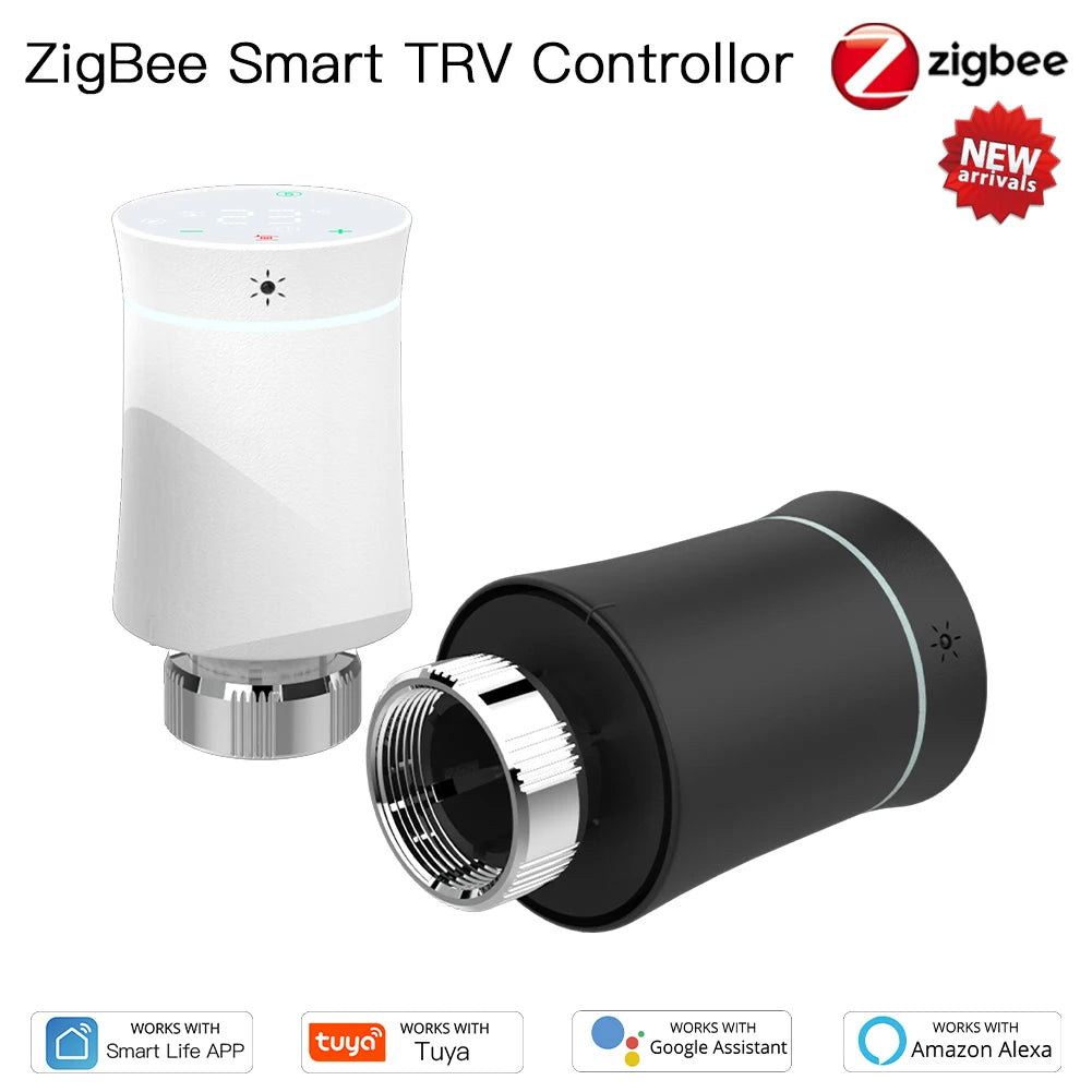 Tuya Zigbee Smart Radiator TRV Thermostat Actuator Valve Controller - WiFi Temperature Control via SmartLife Google Alexa Apps