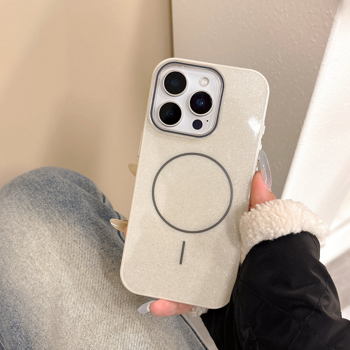 Glitter Wireless Charging Slim Phone Case for iPhone