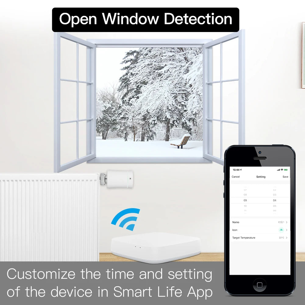 Tuya Zigbee Smart Radiator TRV Thermostat Actuator Valve Controller - WiFi Temperature Control via SmartLife Google Alexa Apps