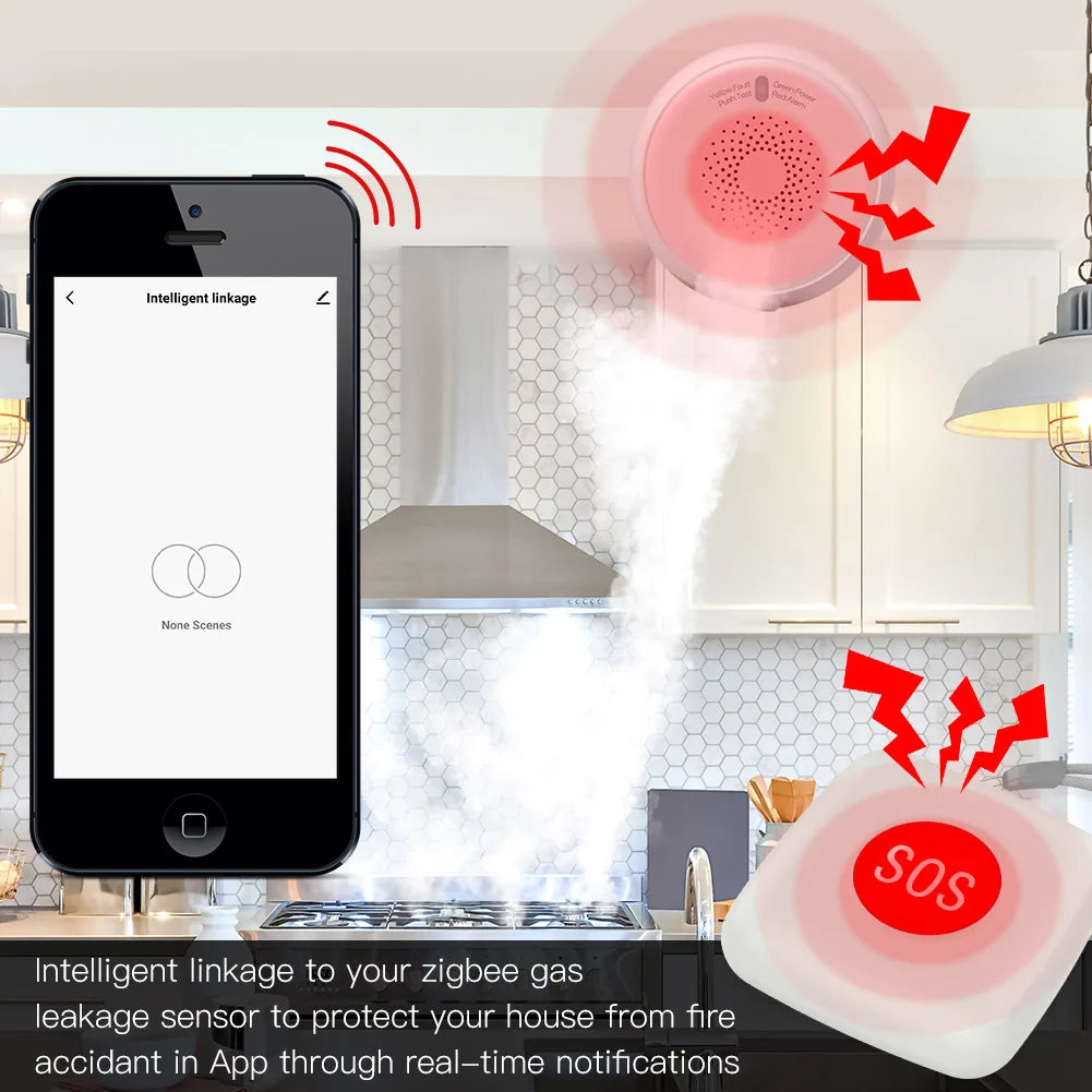 Tuya ZigBee Smart Personal SOS Button Sensor Alarm - WiFi Emergency Help Monitoring via SmartLife Google Alexa Apps