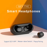 QCY T1C Wireless Bluetooth 5.0 Earphones - 20HR TWS Noise Cancelling HiFi Stereo Dynamic Earpods Earbuds Headphones