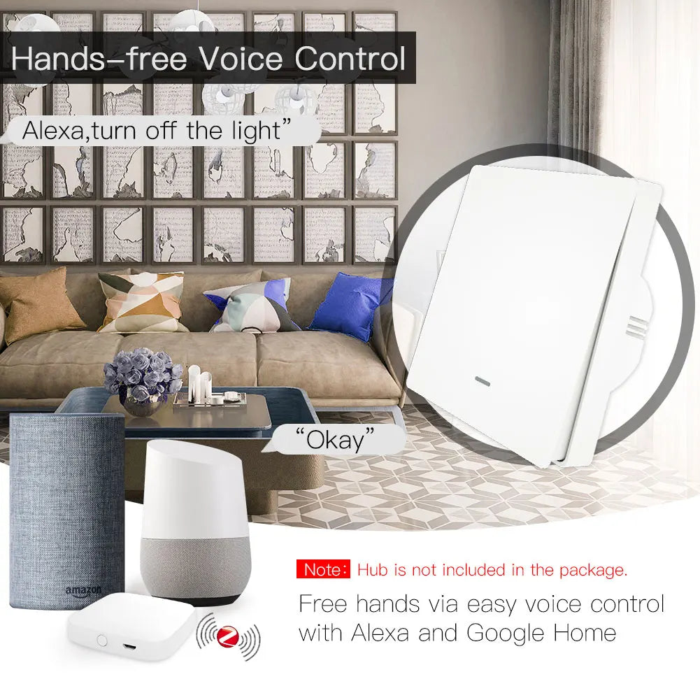 Tuya ZigBee Smart Light Switch No Neutral Wire - WiFi Scene Control via SmartLife Google Alexa Apps