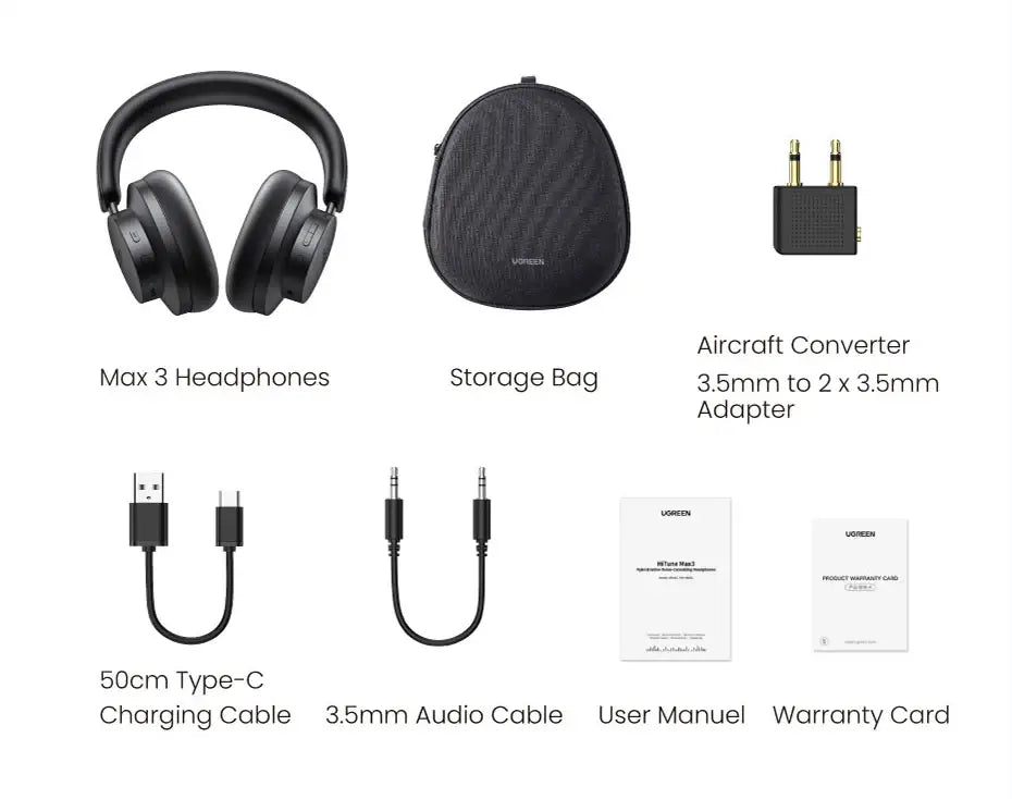 UGREEN HiTune Max3 Wireless Over Ear Bluetooth Headphones - ANC TWS