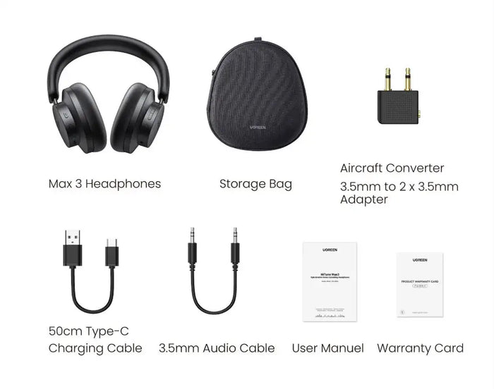 UGREEN HiTune Max3 Wireless Over Ear Bluetooth Headphones - ANC TWS