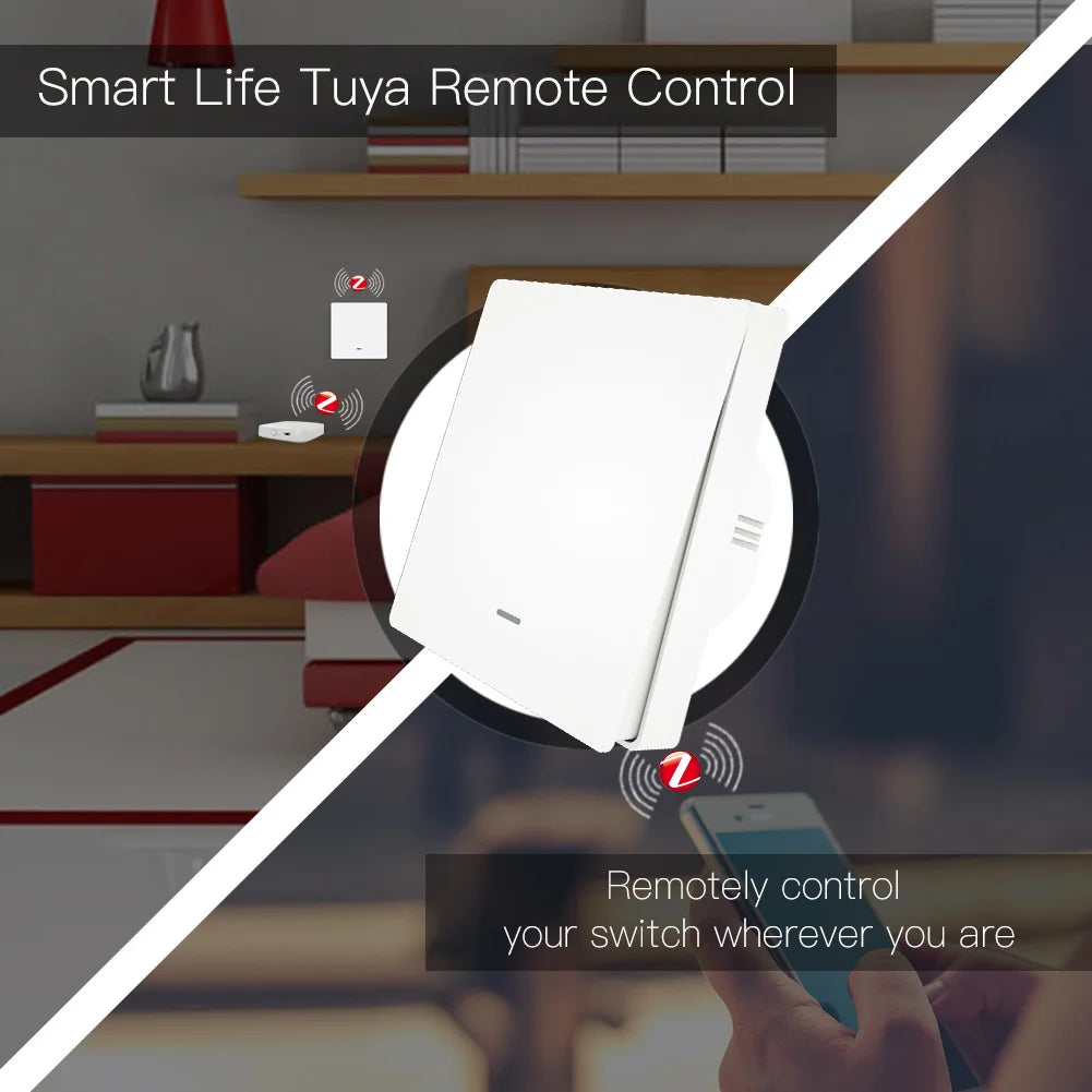 Tuya ZigBee Smart Light Switch No Neutral Wire - WiFi Scene Control via SmartLife Google Alexa Apps