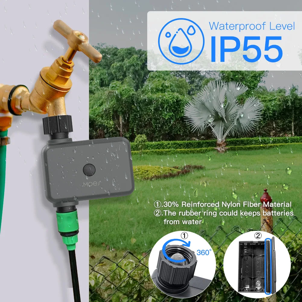 Tuya Smart Automatic Timed Irrigation Water Valve - WiFi Bluetooth Programmable Water Timer via SmartLife Google Alexa Apps