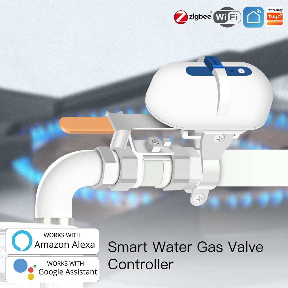 Tuya Zigbee Smart Water Gas Valve Controller - WiFi Shut Off Control via SmartLife Google Alexa Apps