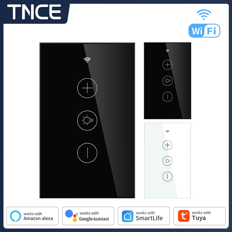 Tuya Smart Wall Touch LED Light Dimmer Switch - Wifi Controlled via SmartLife Google Alexa Apps