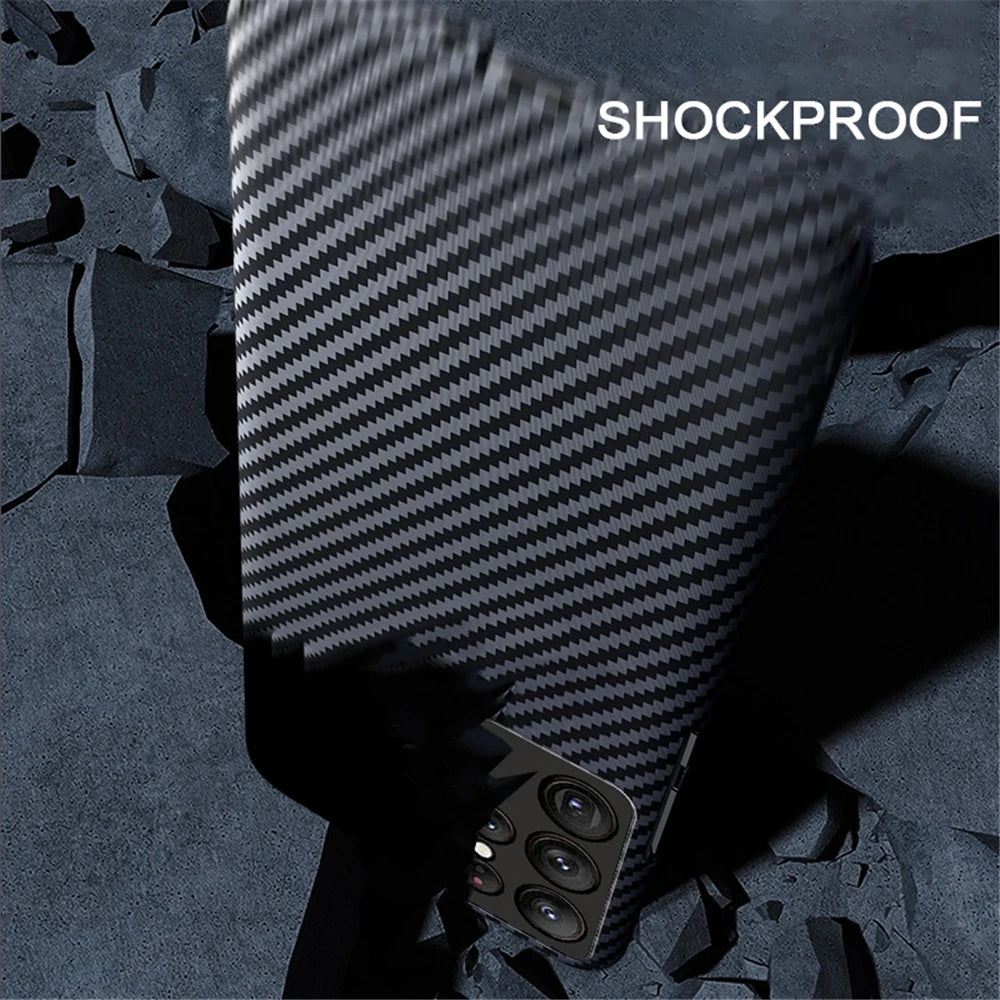 Shockproof Ultra Thin Carbon Fiber Lens Protect Case For Samsung S23 S22 S21 S20 Ultra Plus FE Note 20 A53 A73 A33 A23 A13 A52 A72 A22 A51 A71 M52