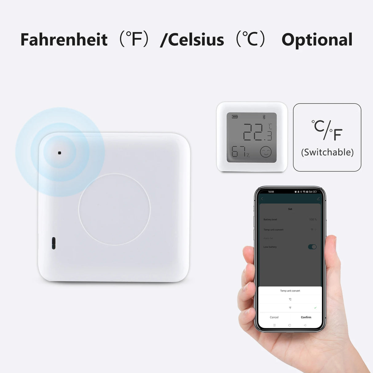 Tuya Smart Temperature & Humidity Sensor with LCD Display - WiFi Bluetooth Thermometer Control via SmartLife Google Alexa Apps