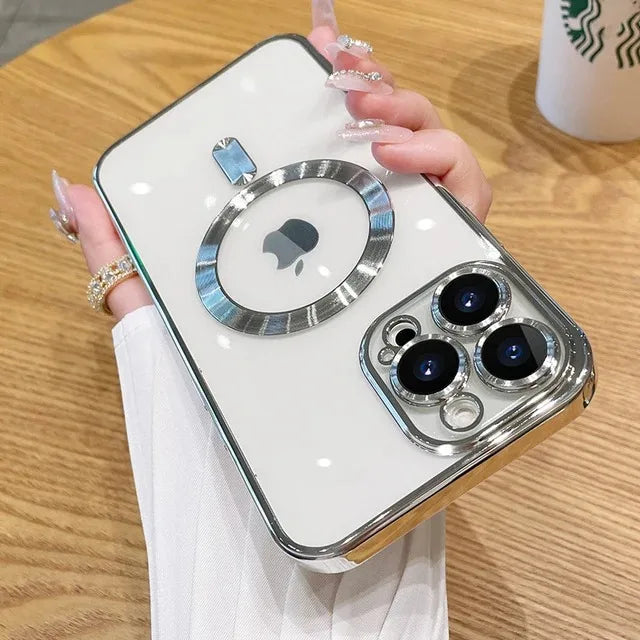 Luxury MagSafe Plating Case for iPhone 16 15 14 13 12 11 Pro Max Plus Magnetic Wireless Charging Cover