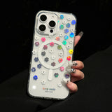 Luxury MagSafe Glitter Laser Flowers Phone Case For iPhone 14 15 16 Pro Max Wireless Charging Back Cover