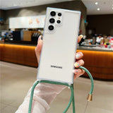 Shockproof Transparent Lens Protect Case with Crossbody Lanyard For Samsung S24 S23 S22 Ultra Plus A73 A53 A33 A13 A72 A52 A14 A54