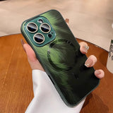 Luxury MagSafe Aurora Feather Finish Lens Protect Case For iPhone 16 15 14 13 12 Pro Max Plus