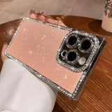 Luxury Plating Glitter Sequin Lens Protect Case For iPhone 16 15 14 13 Pro Max Plus
