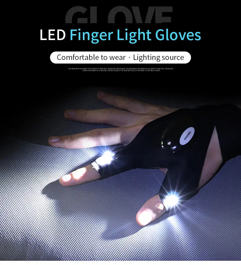 LED-Taschenlampen-Angelhandschuhe, wasserdichte Outdoor-Ausrüstung