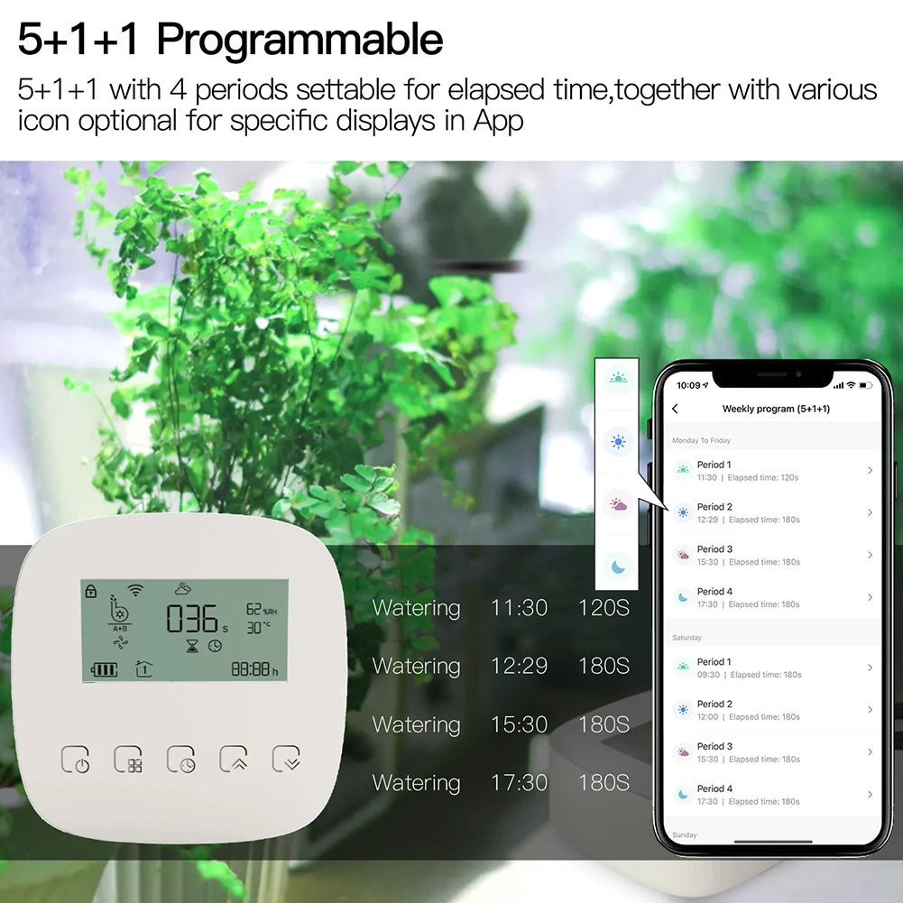 Tuya Smart Water Pump Timer - WiFi Micro-Drip Irrigation Watering Control via SmartLife Google Alexa Apps