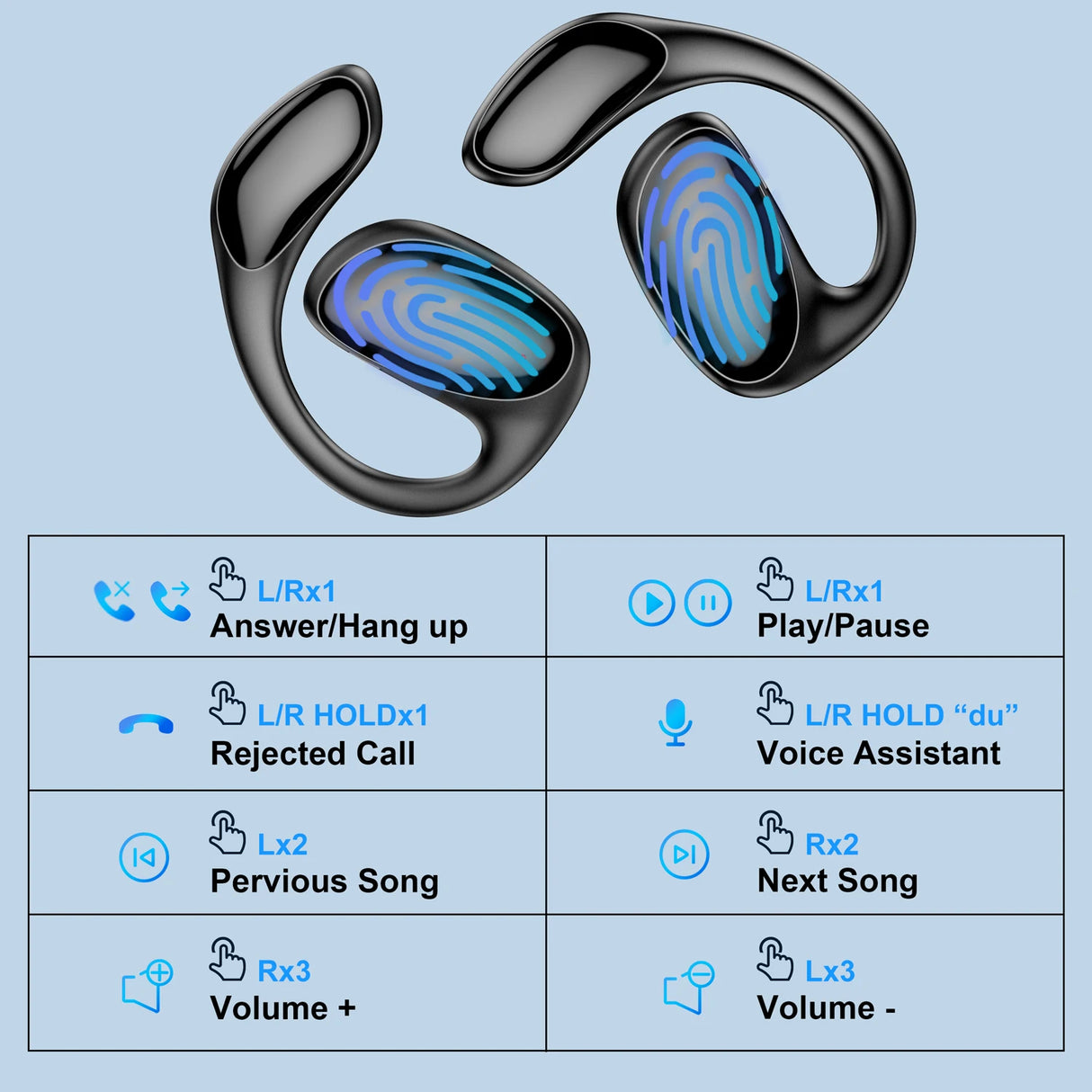 Wireless earbuds with touch controls.