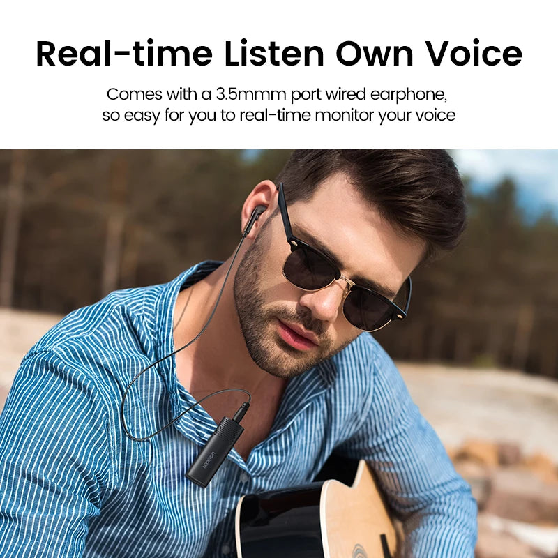 UGREEN Wireless Bluetooth Lavalier Microphone - Omni Condenser Noise Reduction Mic for Camera Video Recording Live Stream