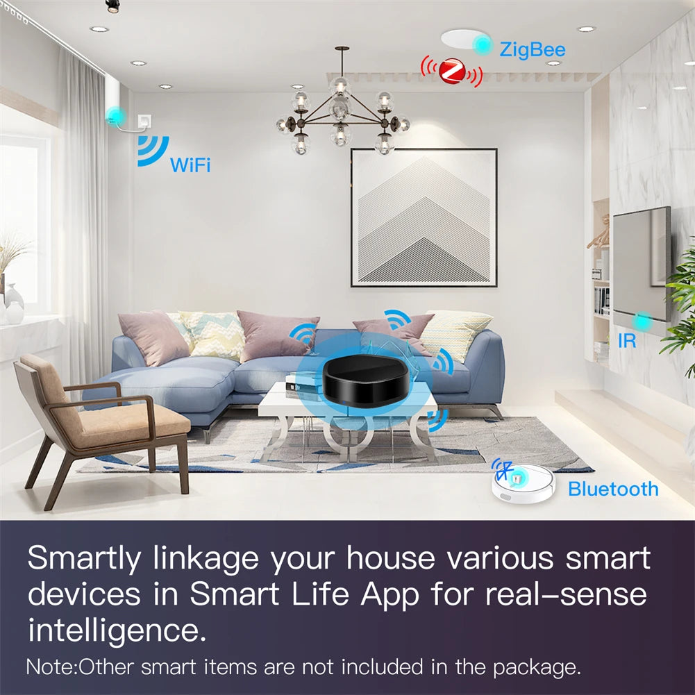 Tuya Smart Home Wireless Multi-function Gateway with IR Remote - WiFi BLE Mesh ZigBee Control via SmartLife Google Alexa Apps