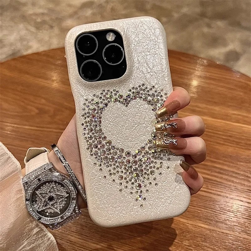 Rhinestone-studded phone case.