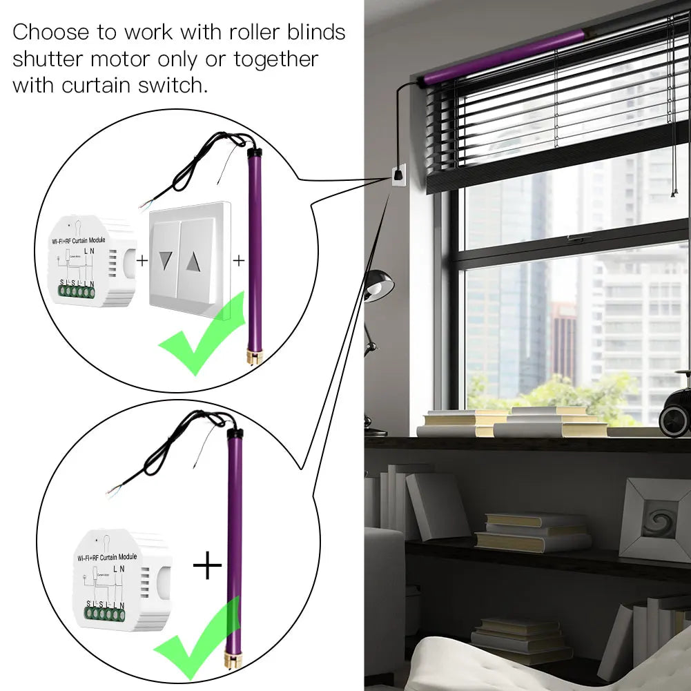 Tuya Blind Curtain Control Switch with Remote - WiFI Control via SmartLife Google Alexa Apps