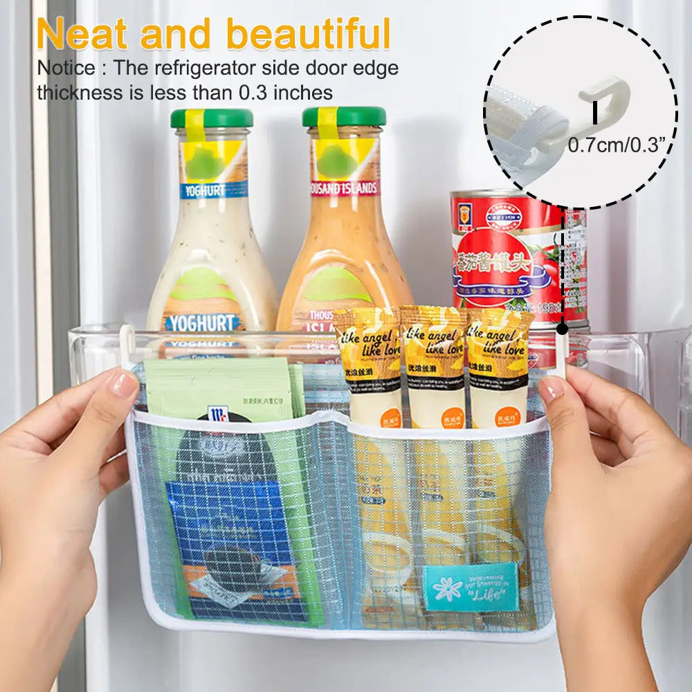 2pcs Fridge Organizer Mesh Bags - Food Snacks Seasonings