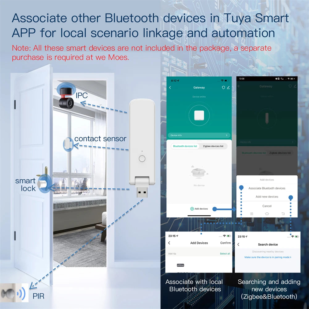 Tuya Zigbee Smart Multi-mode Gateway USB Connector Dongle - WiFi Control via SmartLife Google Alexa Apps